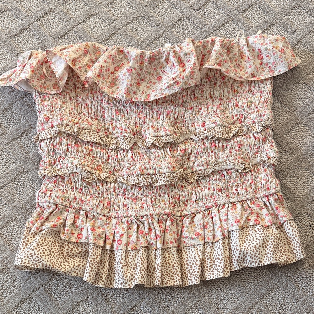 English Factory‎ Floral Smocked Sleeveless Top Large - Picture 3 of 7